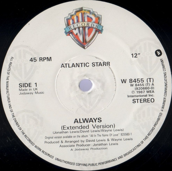 Atlantic Starr – Always (1987, Company Sleeve, Vinyl) - Discogs