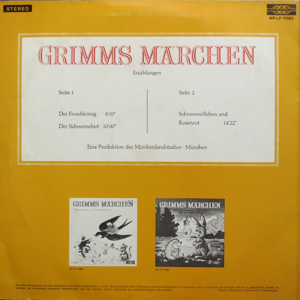 last ned album Märchenstudio München - Grimms Märchen