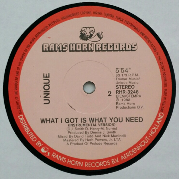 Unique - What I Got Is What You Need | Rams Horn Records (RHR-3248) - 4