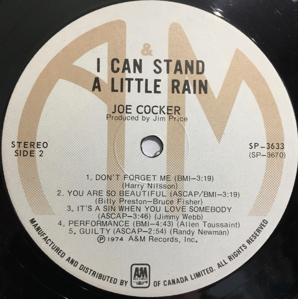 Joe Cocker - I Can Stand A Little Rain | A&M Records (SP-3633) - 4