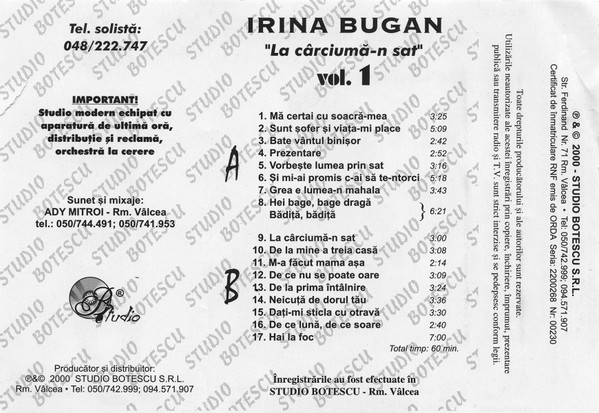 baixar álbum Irina Bugan - Vol 1 La Cârciumă n Sat