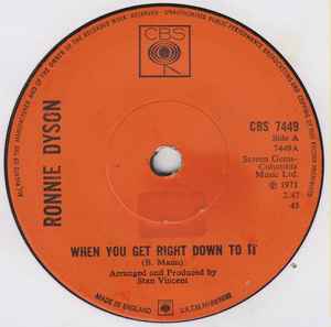 Ronnie Dyson – When You Get Right Down To It (1971, Solid Centre