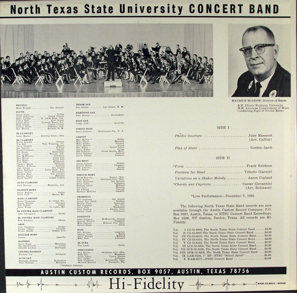 lataa albumi North Texas State University Concert Band, Maurice McAdow - North Texas State University Concert Band Volume XI