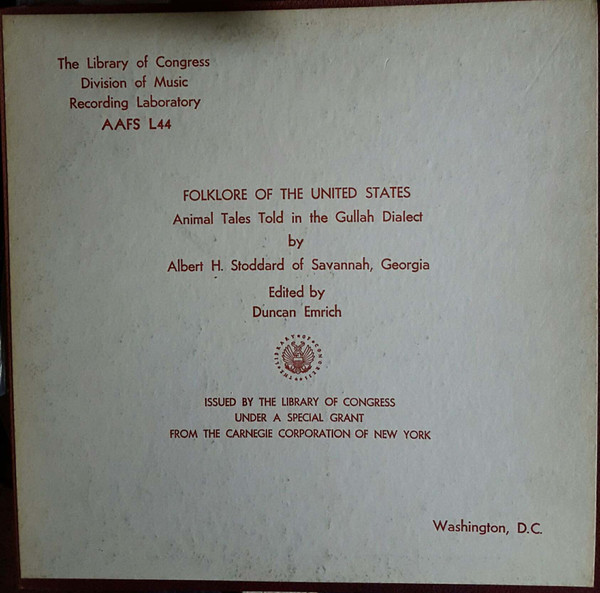 lataa albumi Albert H Stoddard - Animal Tales Told in the Gullah Dialect by Albert H Stoddard of Savannah Georgia Edited by Duncan Emrich