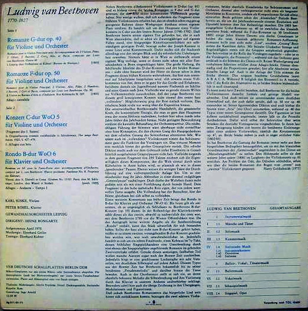 descargar álbum Ludwig van Beethoven Gewandhausorchester Leipzig, Heinz Bongartz - Romanze G dur Op 40 Romanze F dur Op 50 Konzert C dur WoO 5 Rondo B dur WoO 6