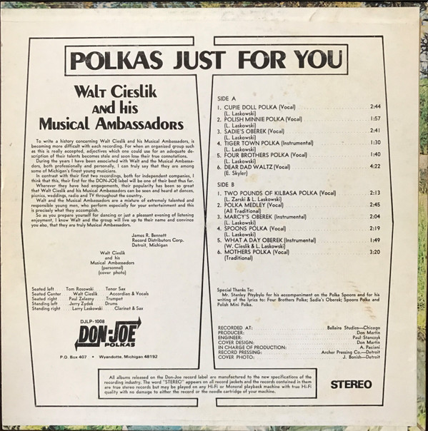 baixar álbum Walt Cieslik And The Musical Ambassadors - Polkas Just For You