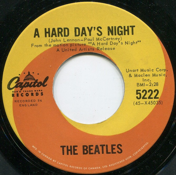 The Beatles – A Hard Day's Night (1964, Maclen Music, Inc., Vinyl 