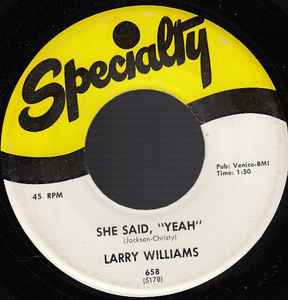 Larry Williams (3) - Bad Boy / She Said, "Yeah" album cover