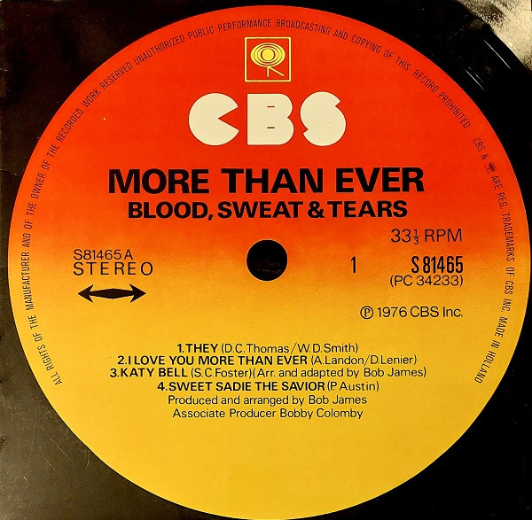 Blood, Sweat & Tears – More Than Ever (1976, Vinyl) - Discogs