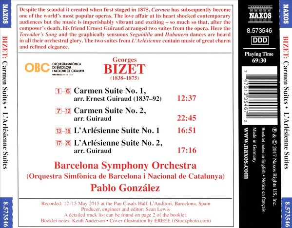 télécharger l'album Bizet, Barcelona Symphony Orchestra, Pablo González - Carmen Suites LArlésienne Suites