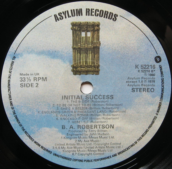 B. A. Robertson - Initial Success | Asylum Records (K.52216) - 4