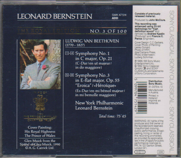 baixar álbum Beethoven, Leonard Bernstein, New York Philharmonic - Symphonies No 1 No 3 Eroica The Royal Edition No 3 Of 100