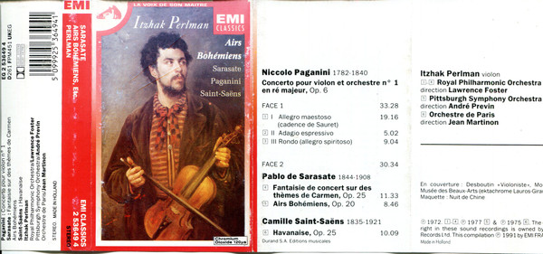 Album herunterladen Perlman, Sarasate, Paganini, SaintSaëns - Airs Bohémiens