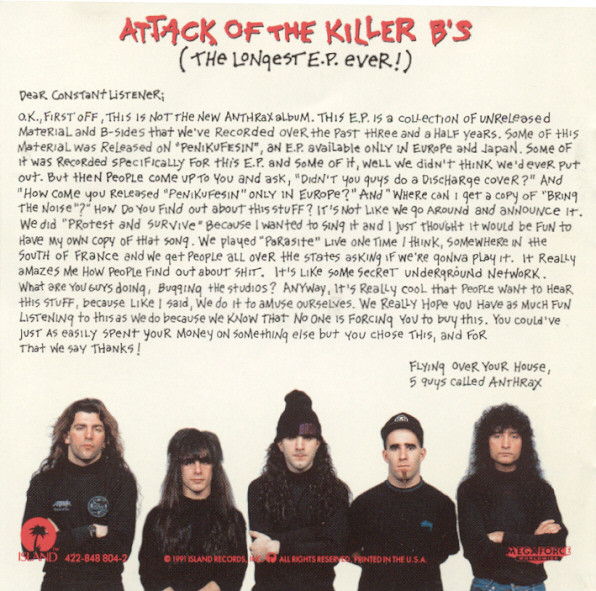 Anthrax - Attack Of The Killer B's | Island Records (422-848 804-2) - 14