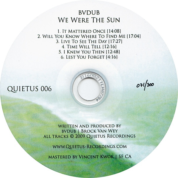 Bvdub We Were The Sun CD-R