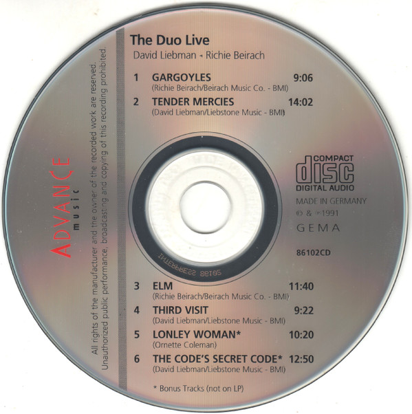 Album herunterladen David Liebman Richie Beirach - The Duo Live