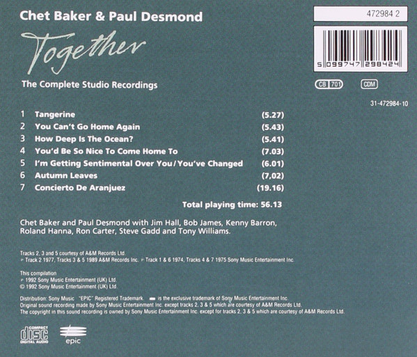 télécharger l'album Chet Baker & Paul Desmond - Together