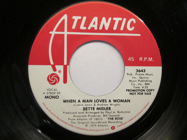 BETTE MIDLER When A Man Love /s A Woman 45 Record 1979 海外 即決