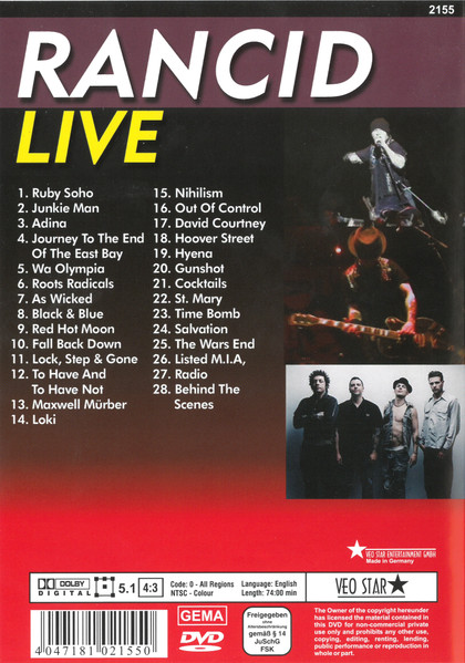 Rancid – Live (DVD) - Discogs