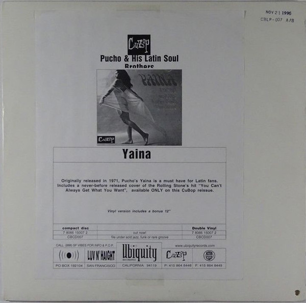 Pucho & His Latin Soul Brothers – Yaina (1996, Vinyl) - Discogs