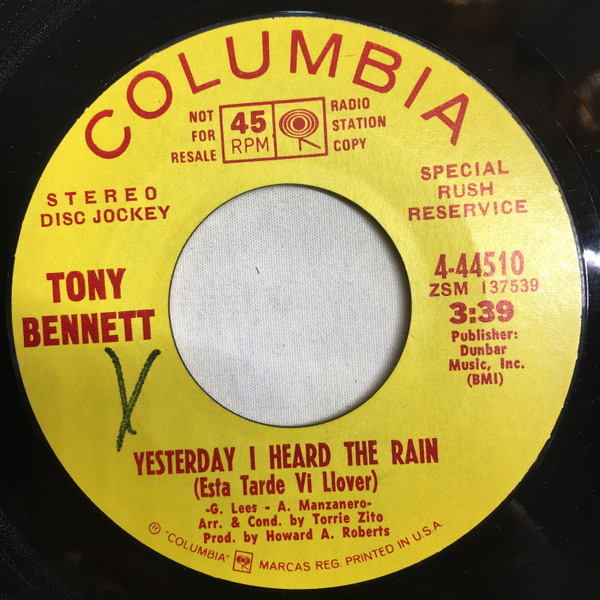 baixar álbum Tony Bennett - Yesterday I Heard The Rain Esta Tarde Vi Llover