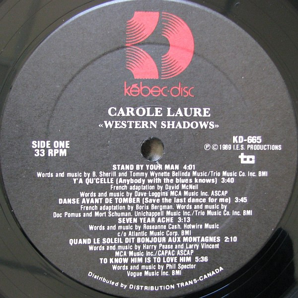 Carole Laure - Western Shadows | Kébec-Disc (KD-665) - 3