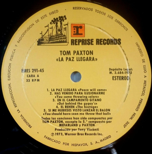 descargar álbum Tom Paxton - La Paz Llegará
