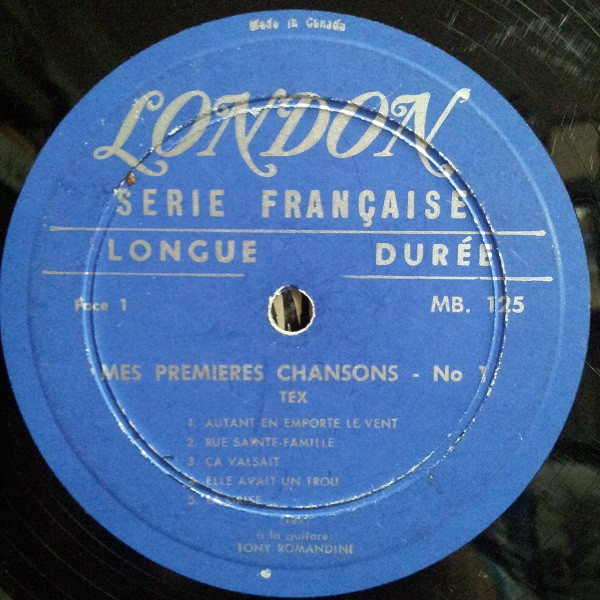 Tex - Mes Premières Chansons No. 1 | Disques London (MB-125) - 3