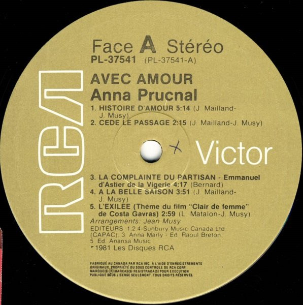 télécharger l'album Anna Prucnal - Avec Amour