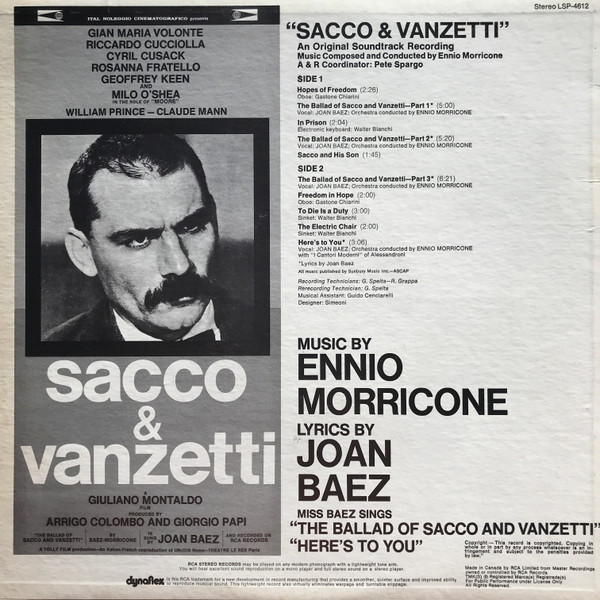 Ennio Morricone - Sacco & Vanzetti (Original Soundtrack Recording) | RCA Victor (LSP-4612) - 2