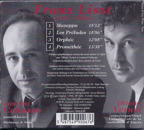 last ned album Franz Liszt, Olivier Vernet, Laurent Cabasso - Mazeppa Les Préludes Orphée Prométhée