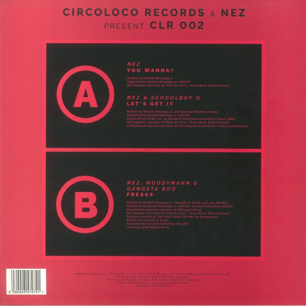 NEZ Feat. Schoolboy Q , Moodymann & Gangsta Boo - CircoLoco Records & Nez Present CLR002 | CircoLoco Records (CLR002) - 2