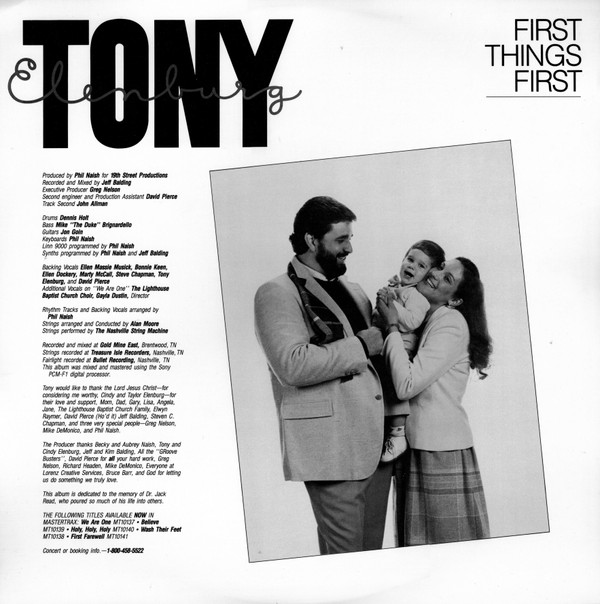 last ned album Tony Elenburg - First Things First