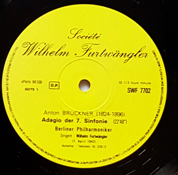 descargar álbum Wilhelm Furtwängler - Bruckner Adagio der 7Sinfonie Gluck Alceste Beethoven Quartett