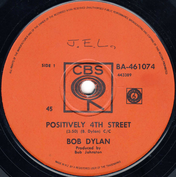 Bob Dylan – Positively 4th Street (1965, 4 Prong Centre, Vinyl