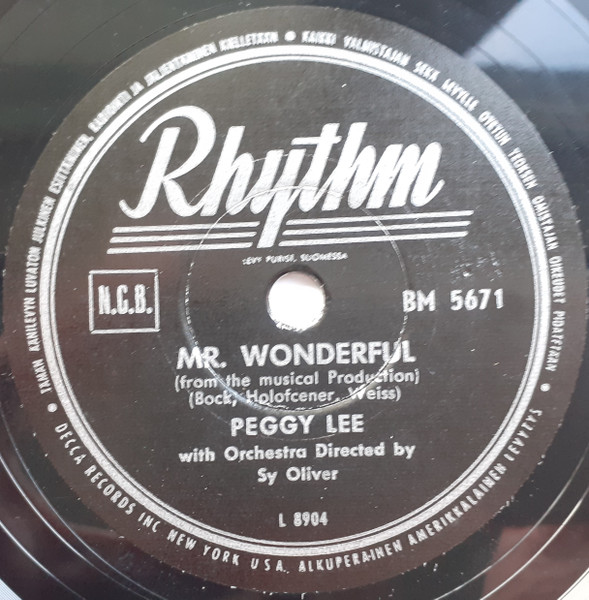 Peggy Lee（ペギー・リー）♪The Gypsy With Fire In His Shoes♪// ♪Mr. Wonderful♪ 78rpm record.（演奏動画）あり.