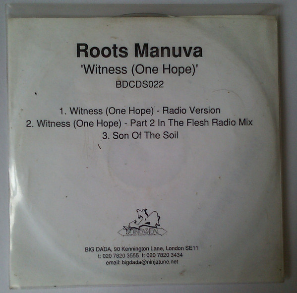 Roots Manuva – Witness (One Hope) (2001, CDr) - Discogs