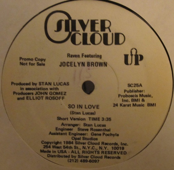 Raven Featuring Jocelyn Brown – So In Love (1984, Vinyl) - Discogs