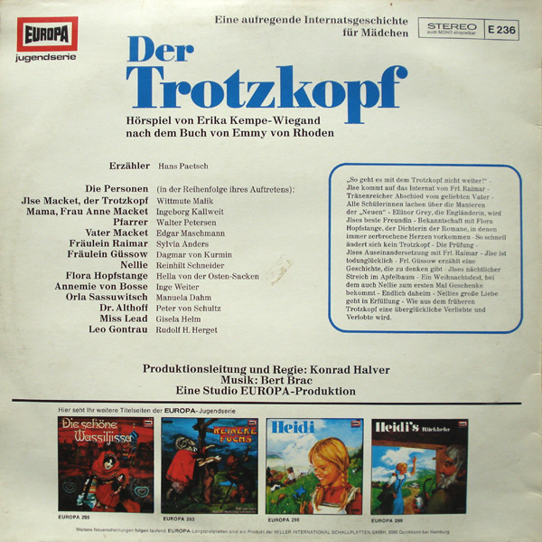 lataa albumi Emmy von Rhoden - Der Trotzkopf