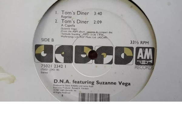 Kanin Elektriker kaustisk D.N.A. Featuring Suzanne Vega – Tom's Diner (1990, Vinyl) - Discogs