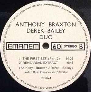 Anthony Braxton & Derek Bailey – Duo (1974, Vinyl) - Discogs