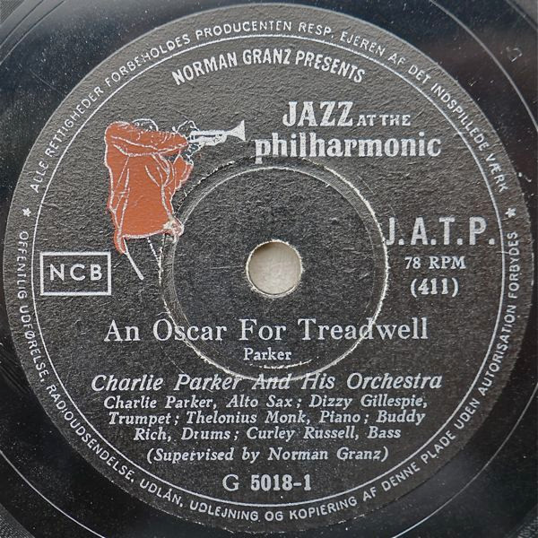 ** Charlie Parker 78rpm **Charlie Parker And His Orchestra An Oscar For Treadwell / Mohawk [ US'50 Mercury 11082 ] SP盤