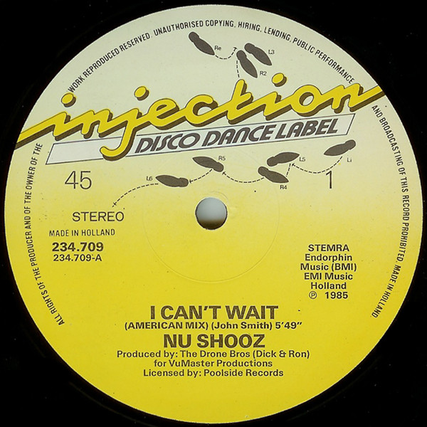 Nu Shooz – I Can't Wait (Long 'Dutch Mix') (1986, Picture Sleeve 