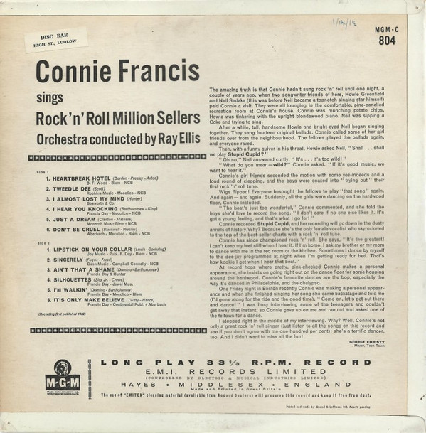 descargar álbum Connie Francis - Sings Rock N Roll Million Sellers