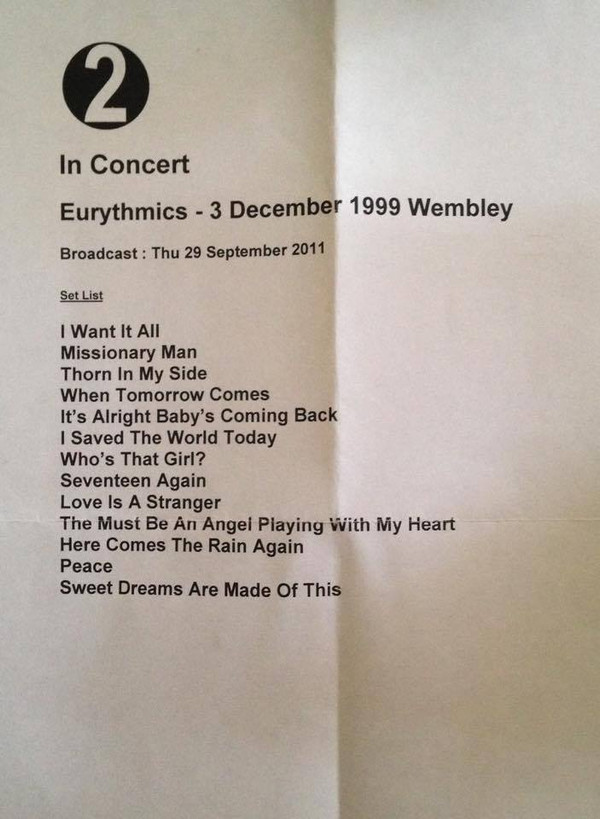 descargar álbum Eurythmics - Wembley 1999 BBC Radio 2