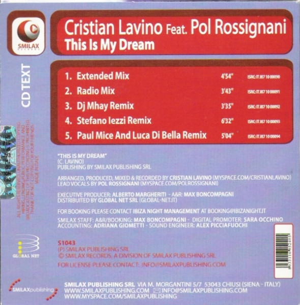 last ned album Cristian Lavino Feat Pol Rossignani - This Is My Dream
