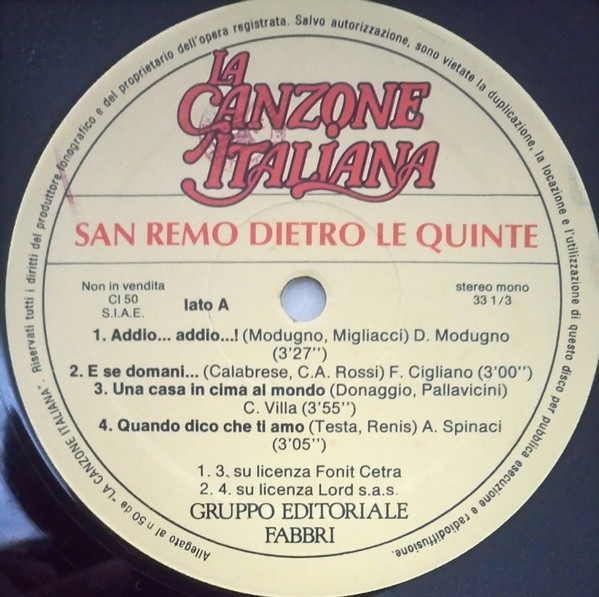 Album herunterladen Various - San Remo Dietro Le Quinte