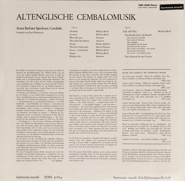 télécharger l'album William BYRD, Anna Barbara Speckner - Altenglische Cembalomusik The Battle