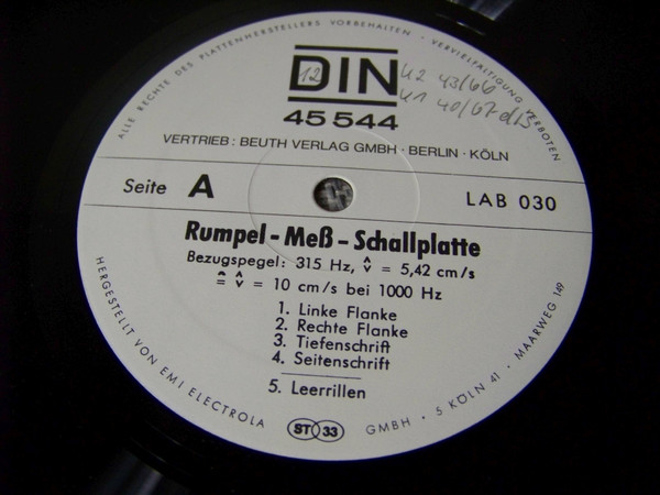 ladda ner album Test Record Lab - DIN 45 544 Rumpel Mess Schallplatte