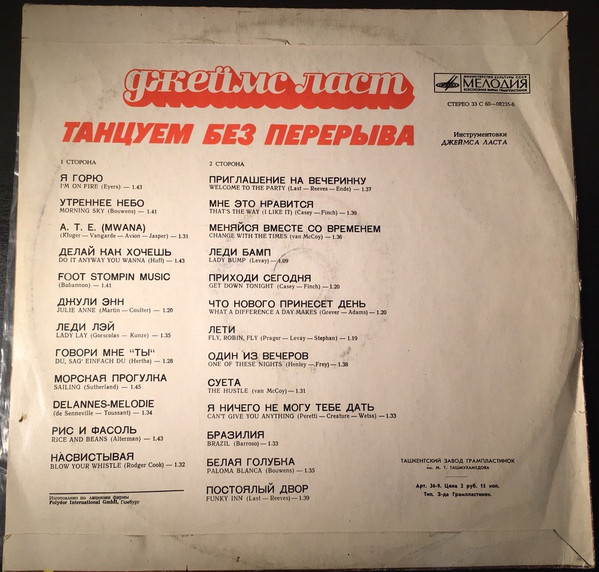 Album herunterladen Джеймс Ласт - Танцуем Без Перерыва 1976 Non Stop Dancing 1976